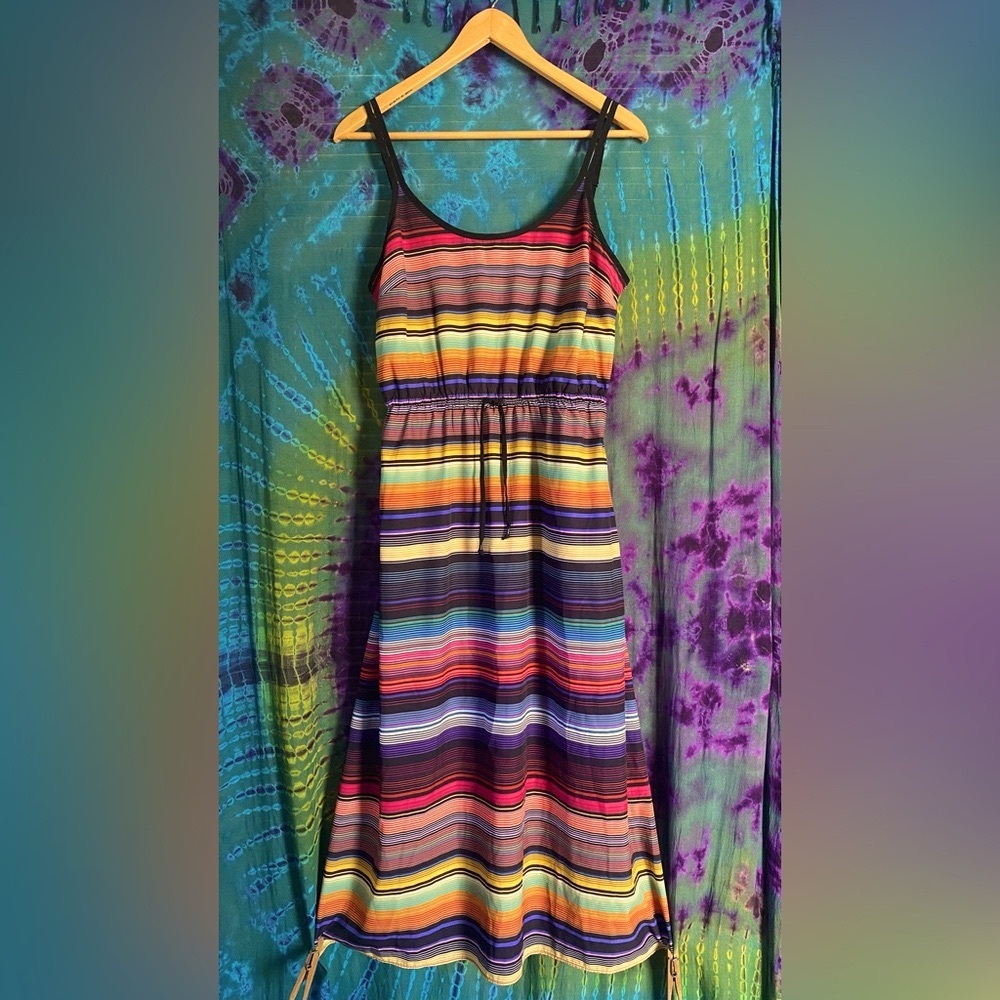 Athleta Havana Vibrant Multi-Colored Striped Dress. Size- Small.